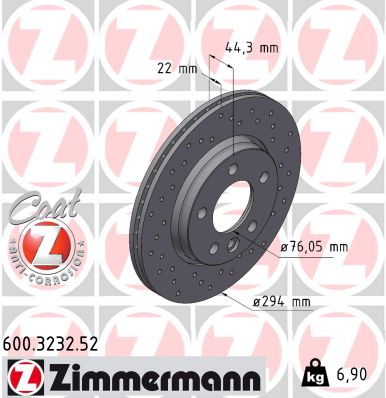 ZIMMERMANN Hátsó féktárcsa 600.3232.52_ZIM