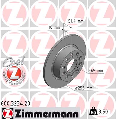 ZIMMERMANN Hátsó féktárcsa 600.3234.20_ZIM