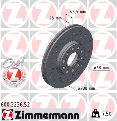 ZIMMERMANN Első féktárcsa 600.3236.52_ZIM