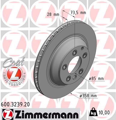 ZIMMERMANN Hátsó féktárcsa 600.3239.20_ZIM