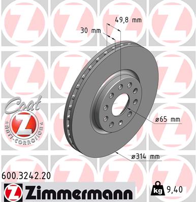 ZIMMERMANN Első féktárcsa 600.3242.20_ZIM