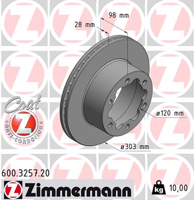 ZIMMERMANN Féktárcsa, mind 600.3257.20_ZIM