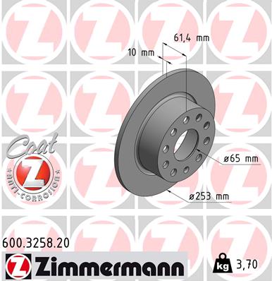 ZIMMERMANN Hátsó féktárcsa 600.3258.20_ZIM