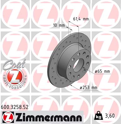 ZIMMERMANN Féktárcsa, mind 600.3258.52_ZIM