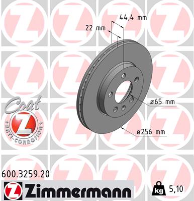 ZIMMERMANN Első féktárcsa 600.3259.20_ZIM