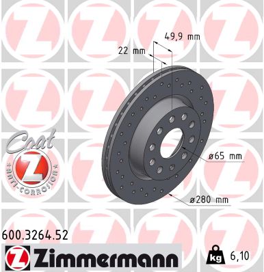 ZIMMERMANN Féktárcsa, mind 600.3264.52_ZIM