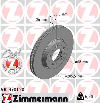 ZIMMERMANN Első féktárcsa 610.3701.20_ZIM