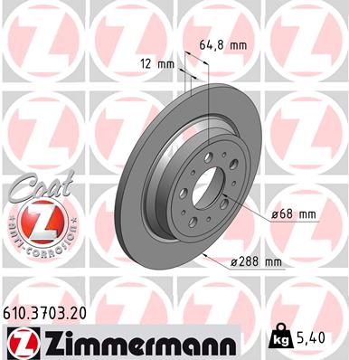 ZIMMERMANN Hátsó féktárcsa 610.3703.20_ZIM