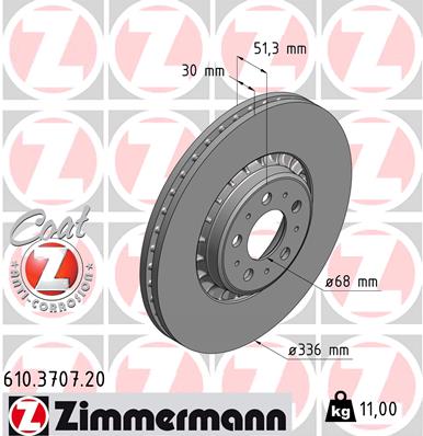 ZIMMERMANN Első féktárcsa 610.3707.20_ZIM