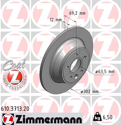 ZIMMERMANN Hátsó féktárcsa 610.3713.20_ZIM