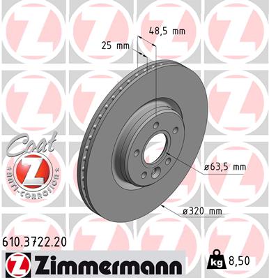 ZIMMERMANN Első féktárcsa 610.3722.20_ZIM