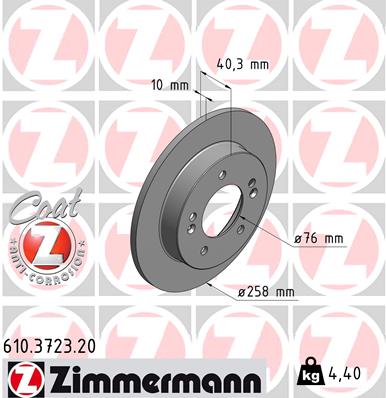 ZIMMERMANN Hátsó féktárcsa 610.3723.20_ZIM