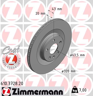 ZIMMERMANN Hátsó féktárcsa 610.3728.20_ZIM