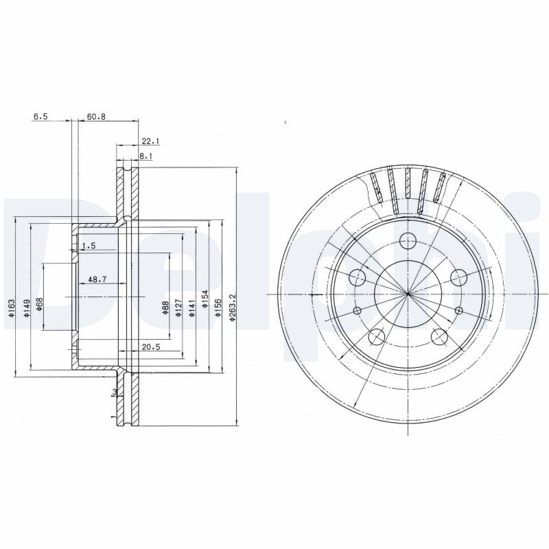 DELPHI Első féktárcsa BG2207_DEL