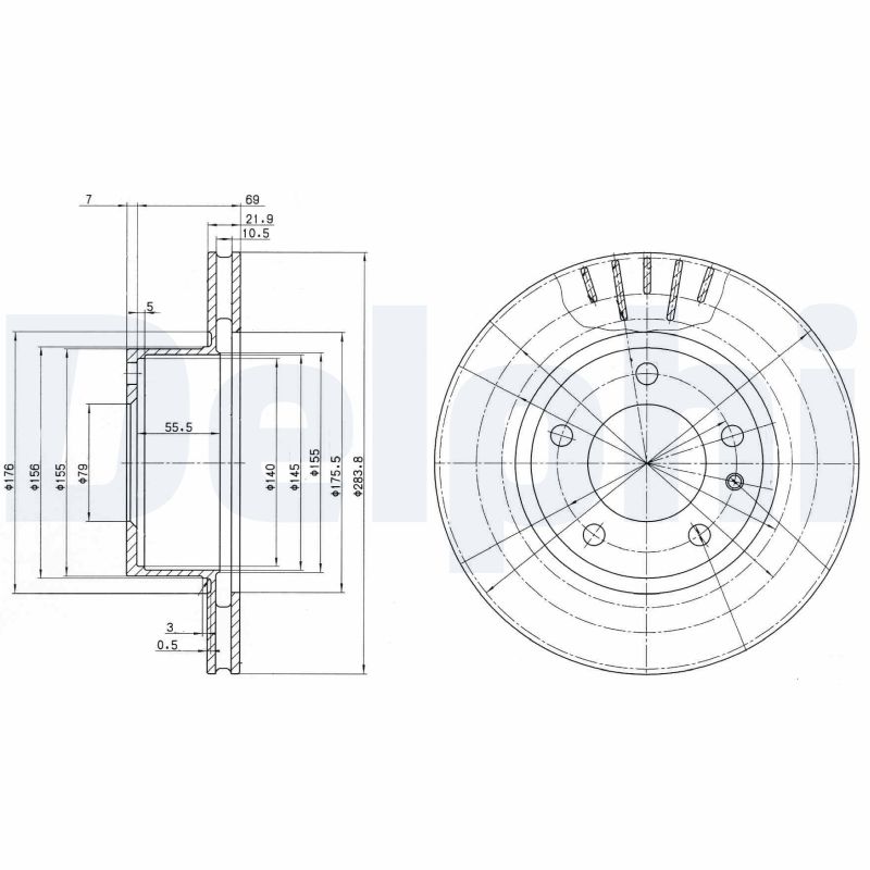 DELPHI Első féktárcsa BG2212_DEL