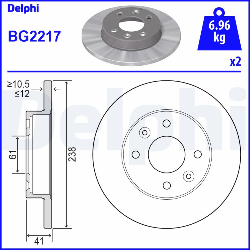 DELPHI Első féktárcsa BG2217_DEL