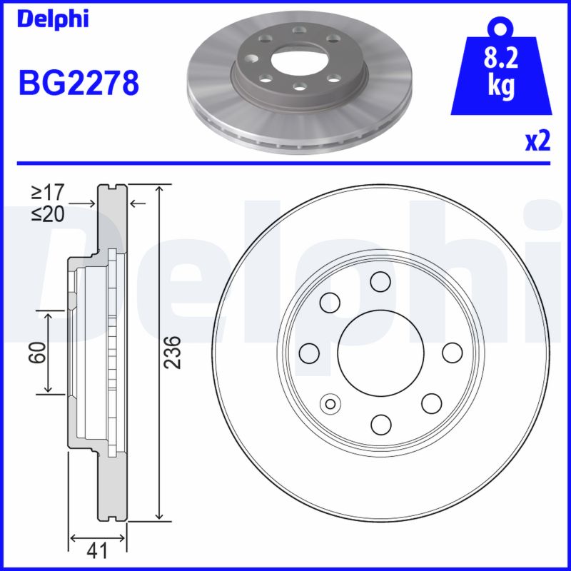 DELPHI Első féktárcsa BG2278_DEL