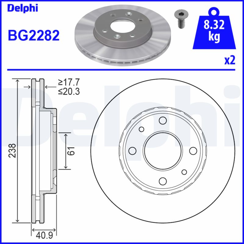 DELPHI Első féktárcsa BG2282_DEL