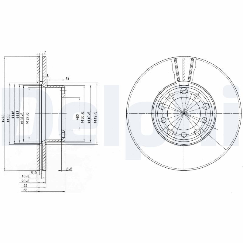 DELPHI Első féktárcsa BG2306_DEL