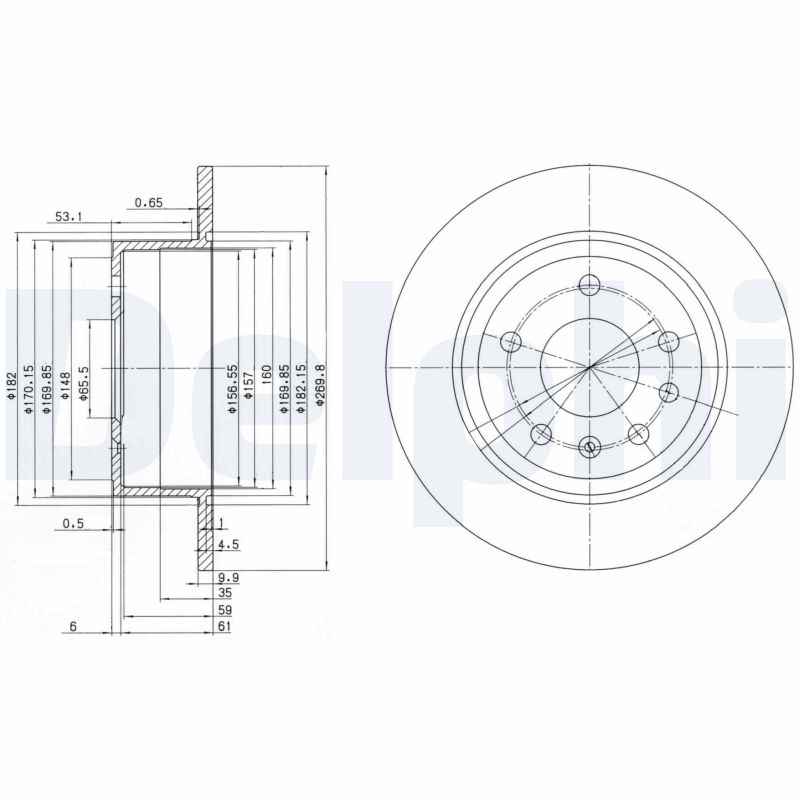 DELPHI BG2381_DEL Hátsó féktárcsa