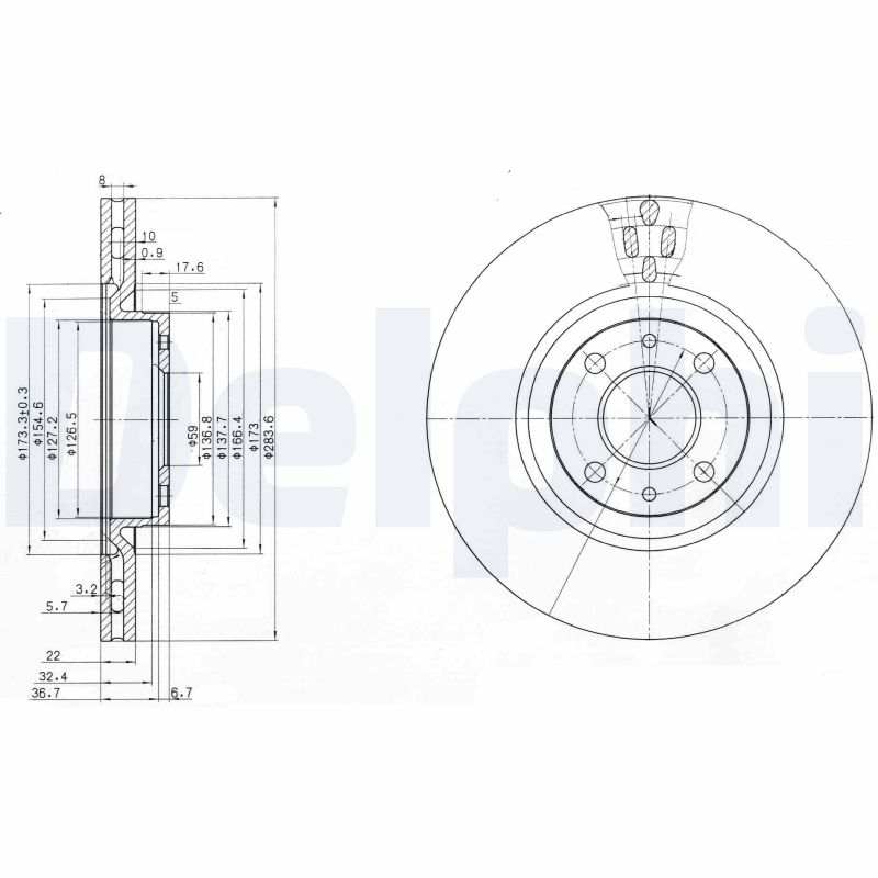 DELPHI Első féktárcsa BG2407_DEL