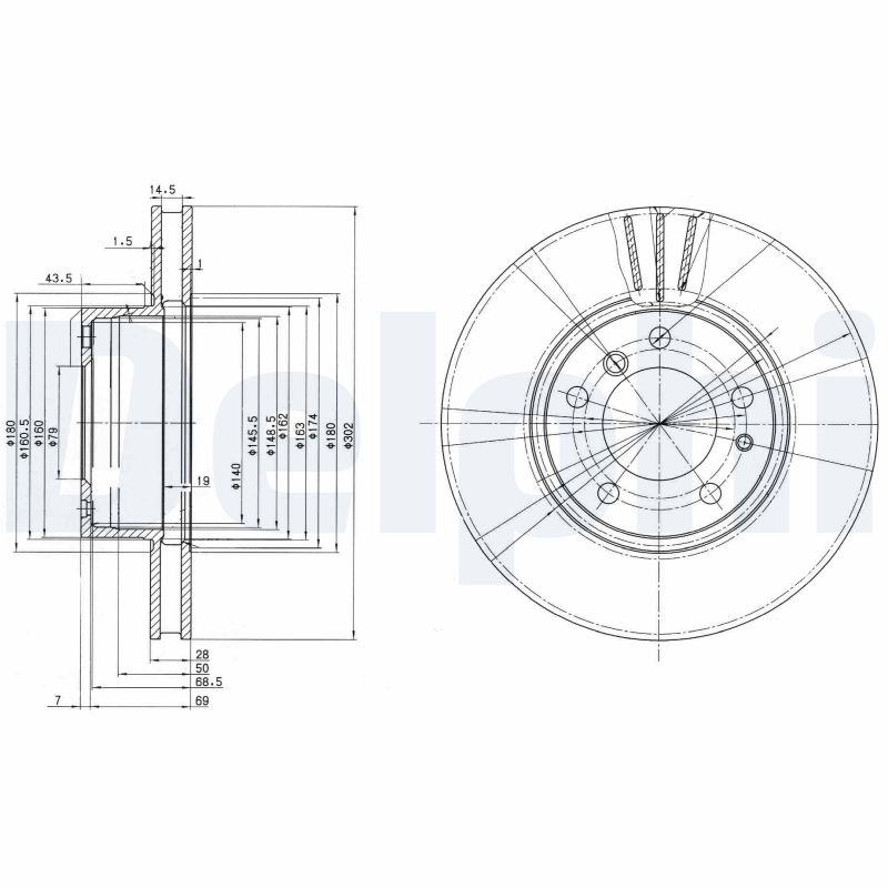 DELPHI Első féktárcsa BG2434_DEL