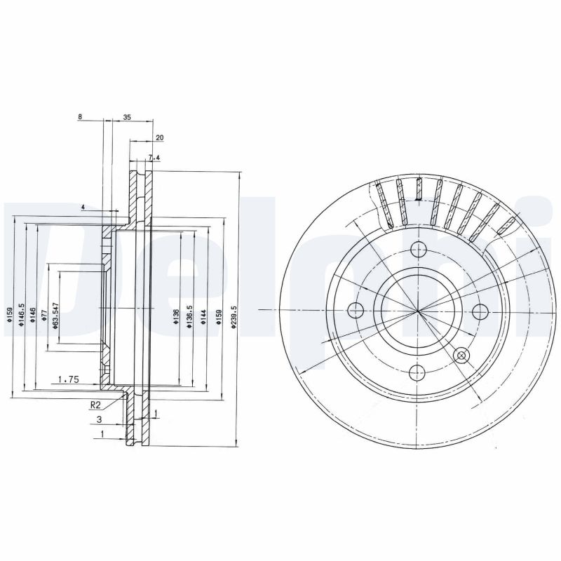 DELPHI Első féktárcsa BG2440C_DEL