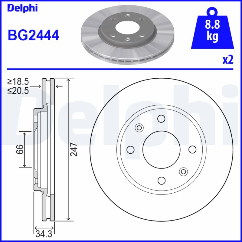 DELPHI Első féktárcsa BG2444_DEL