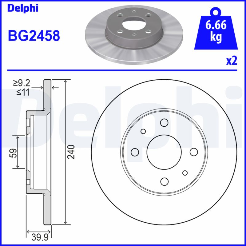 DELPHI Féktárcsa, mind BG2458_DEL