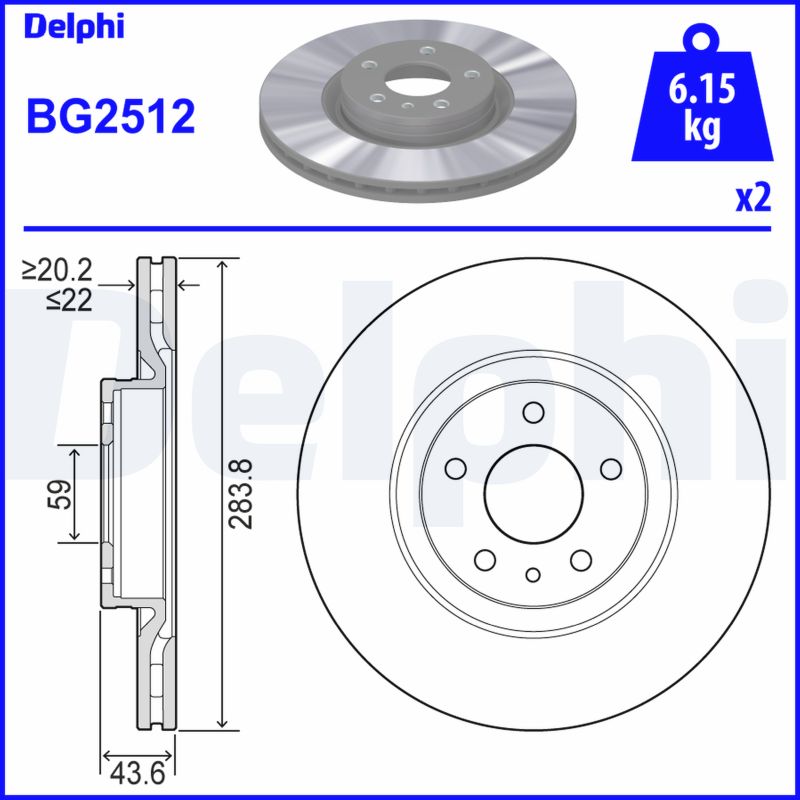 DELPHI Első féktárcsa BG2512_DEL