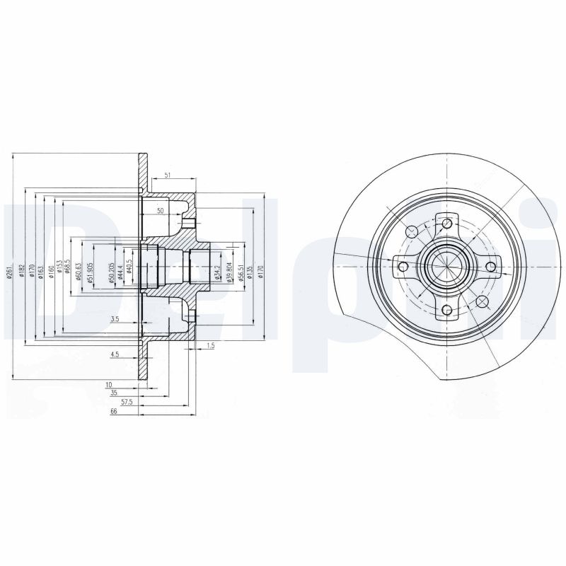 DELPHI Hátsó féktárcsa BG2571_DEL