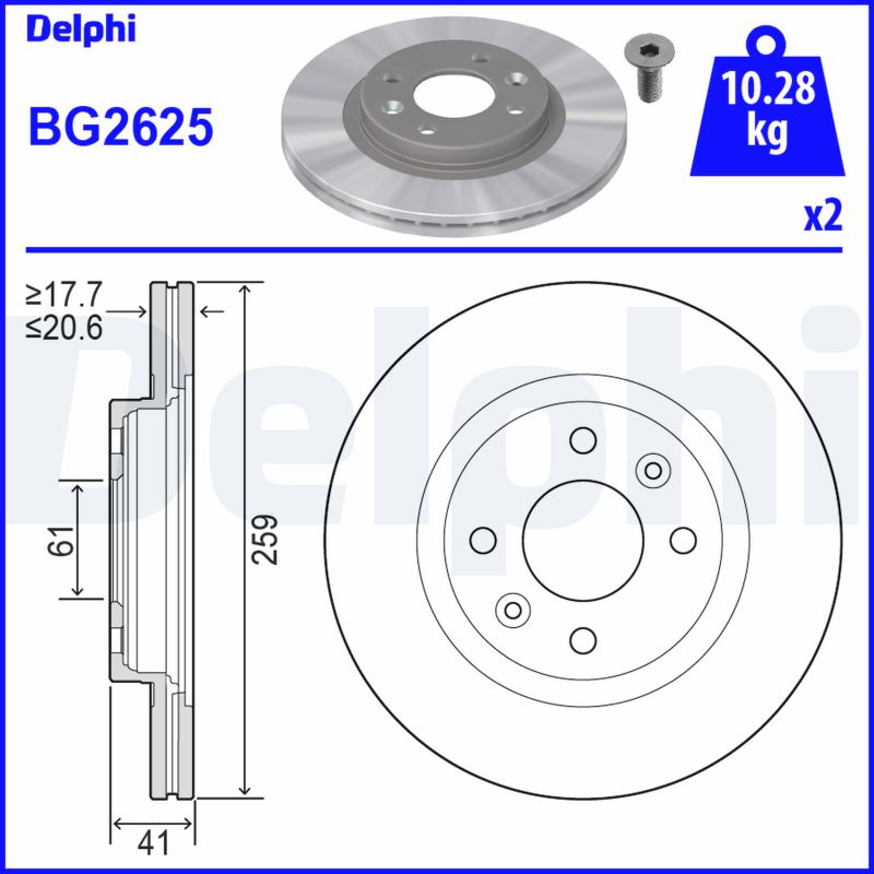 DELPHI Első féktárcsa BG2625_DEL