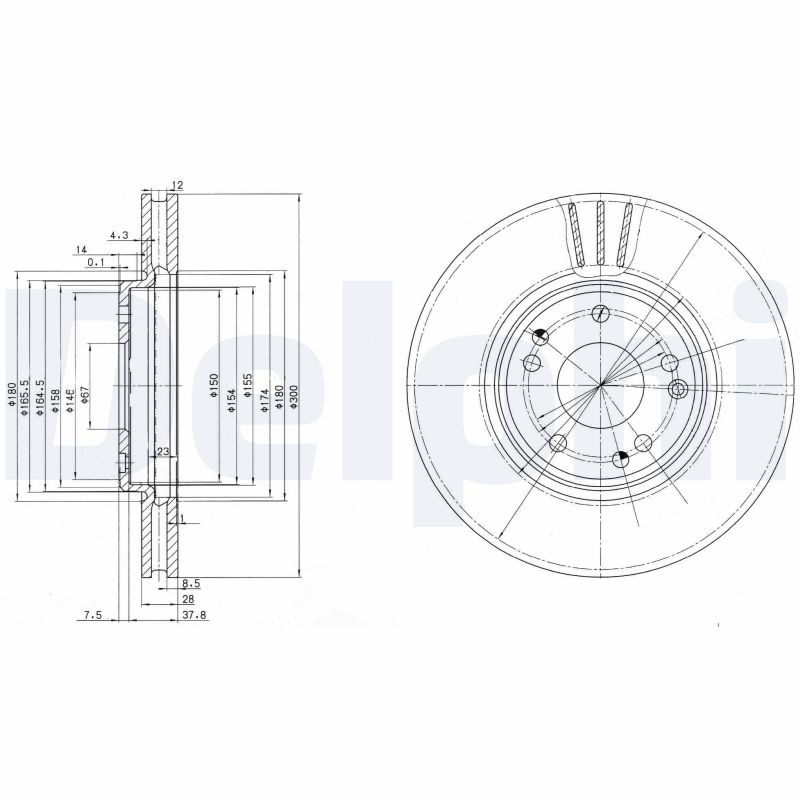 DELPHI Első féktárcsa BG2675_DEL