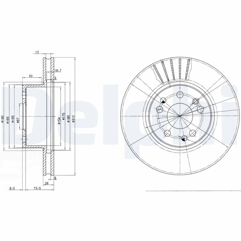 DELPHI Első féktárcsa BG2737_DEL