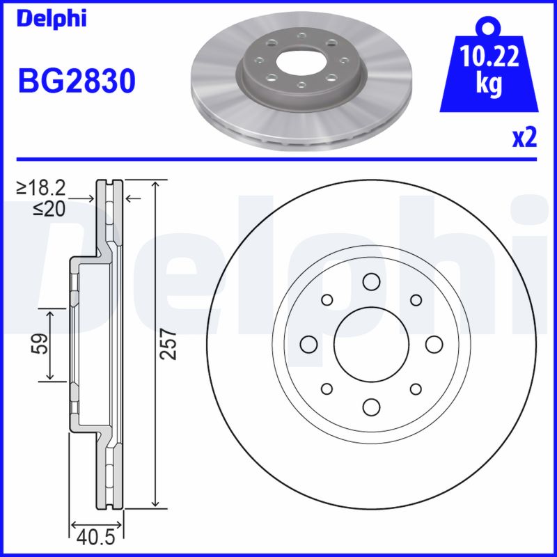 DELPHI Első féktárcsa BG2830_DEL