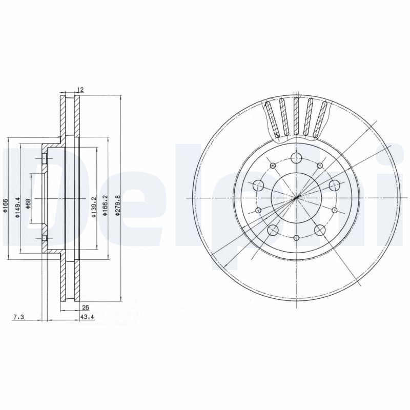 DELPHI Első féktárcsa BG2841_DEL