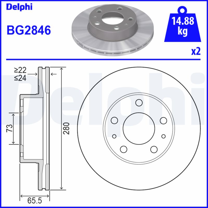 DELPHI Első féktárcsa BG2846_DEL