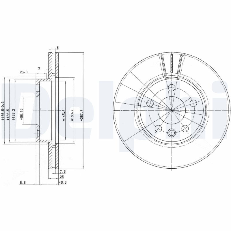 DELPHI Első féktárcsa BG3025_DEL