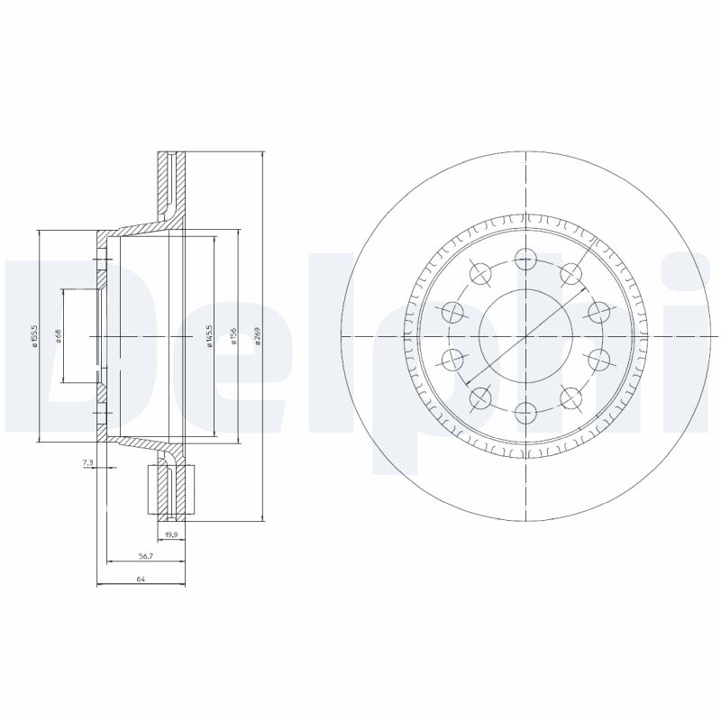 DELPHI Hátsó féktárcsa BG3031_DEL