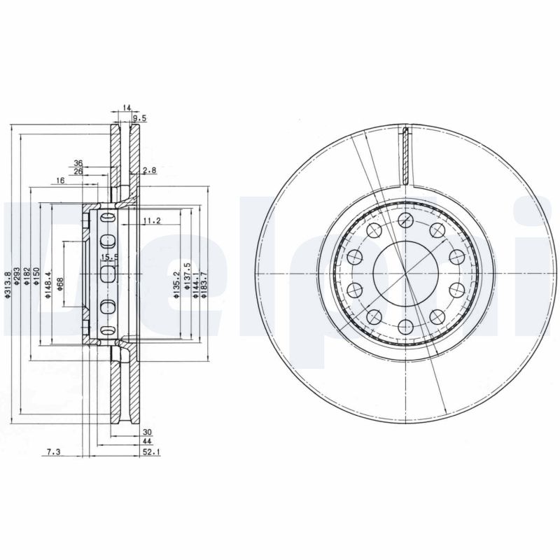 DELPHI Első féktárcsa BG3033_DEL