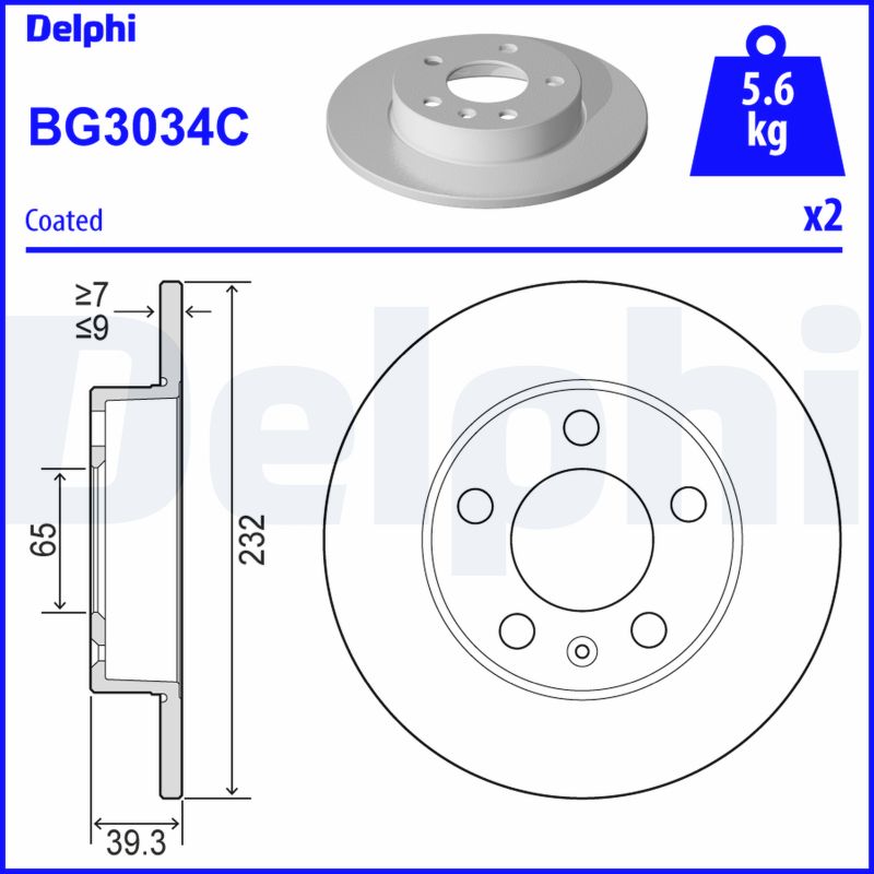 DELPHI Hátsó féktárcsa BG3034C_DEL