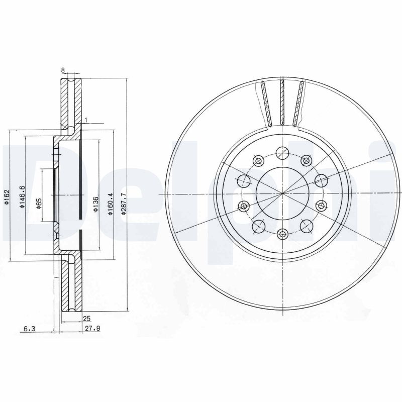 DELPHI Első féktárcsa BG3035_DEL