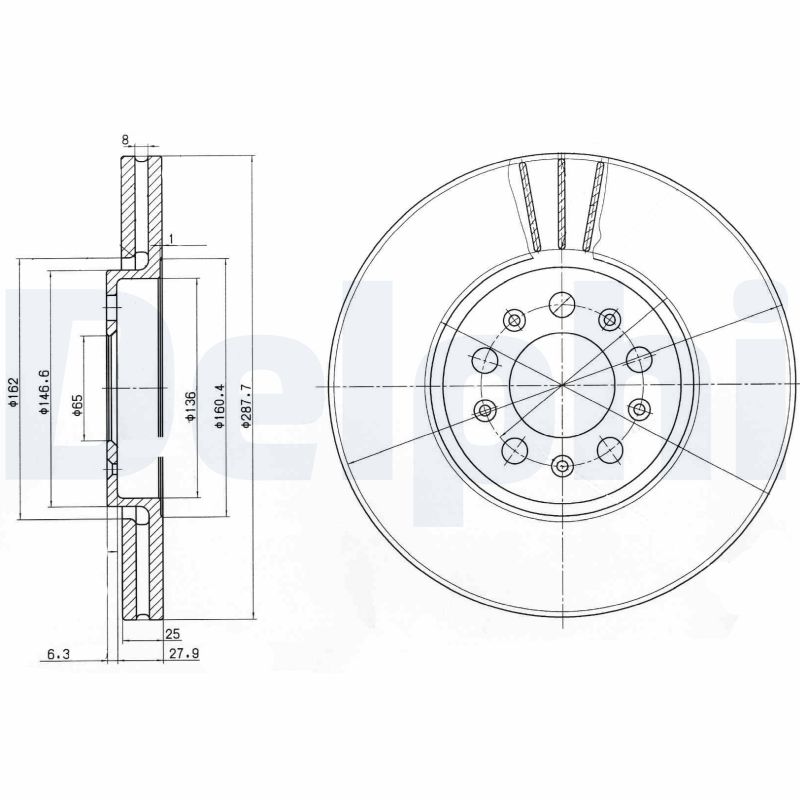 DELPHI Első féktárcsa BG3035C_DEL