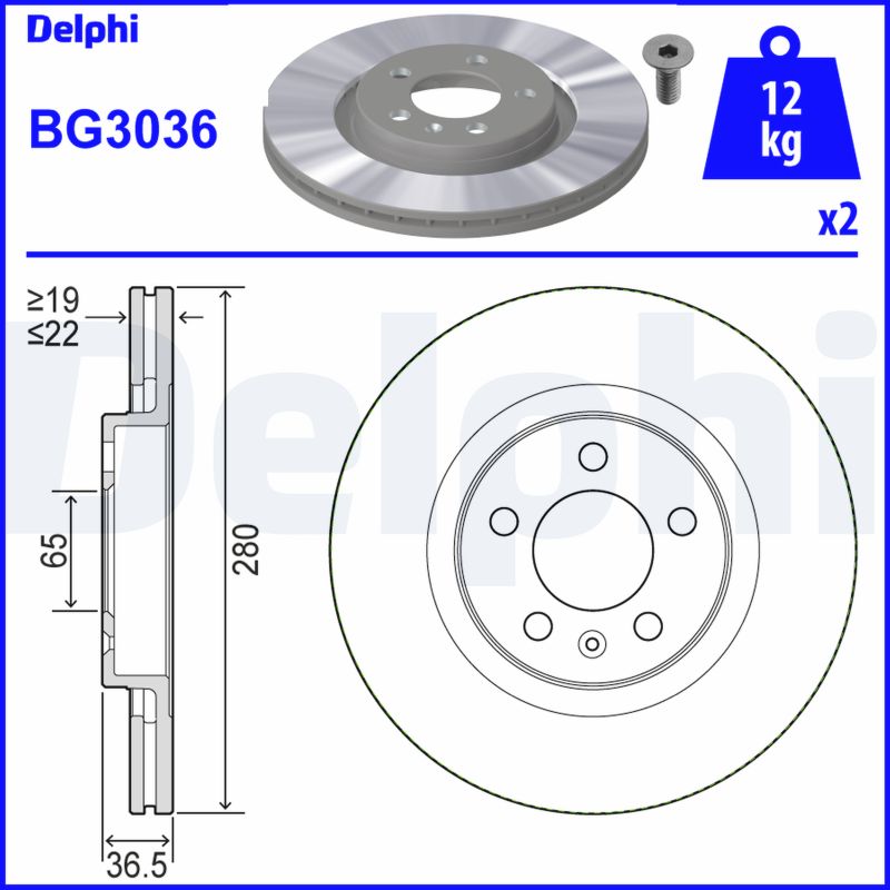 DELPHI Első féktárcsa BG3036_DEL