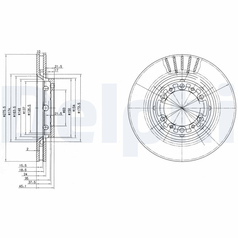 DELPHI Első féktárcsa BG3115_DEL