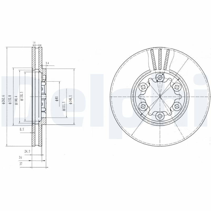 DELPHI Első féktárcsa BG3132_DEL