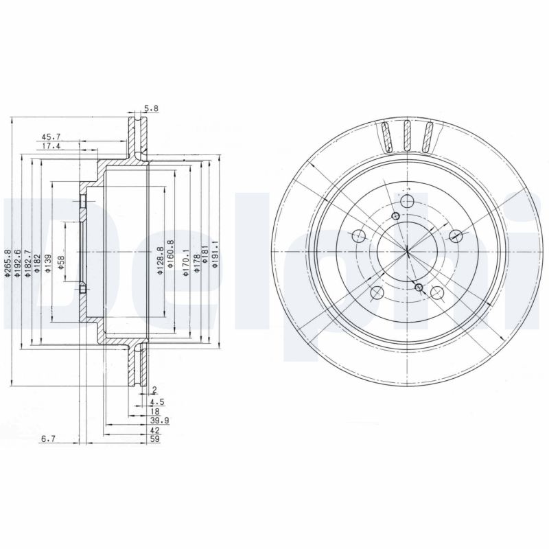 DELPHI Hátsó féktárcsa BG3154_DEL