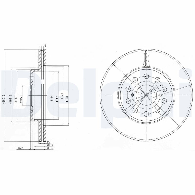 DELPHI Hátsó féktárcsa BG3269_DEL