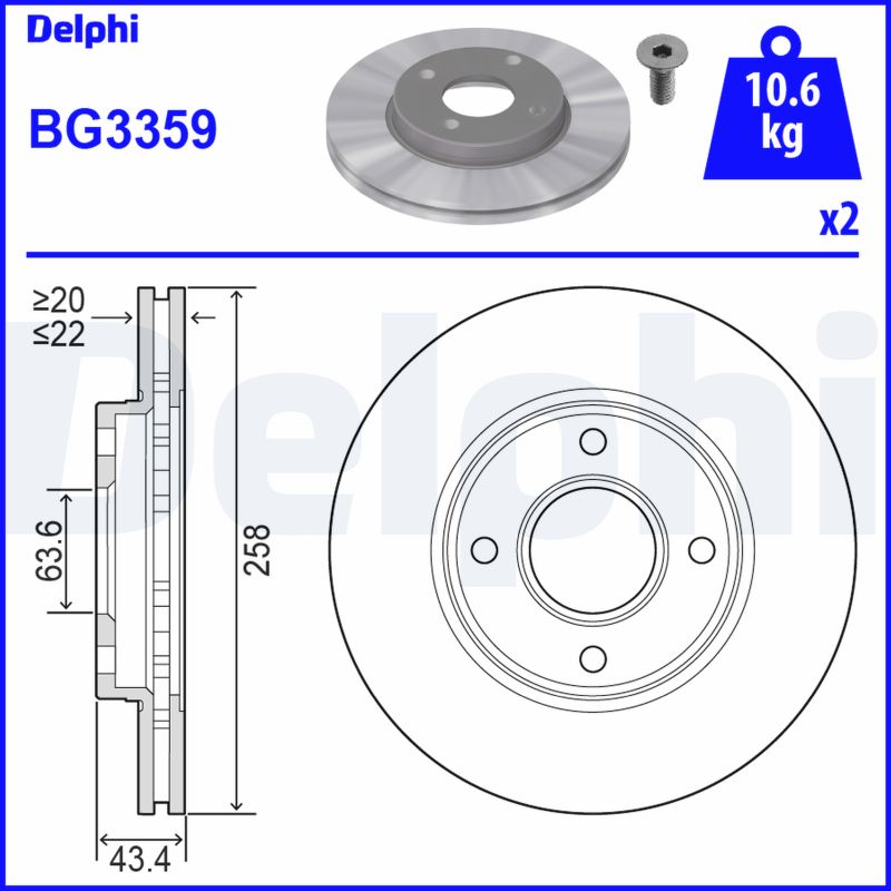 DELPHI Első féktárcsa BG3359_DEL