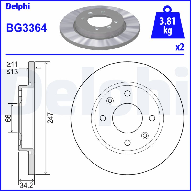 DELPHI Első féktárcsa BG3364_DEL